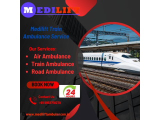 Medilift Train ambulance service in Dibrugarh during emergency time provides transport services